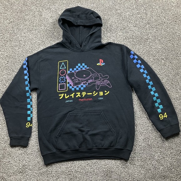 Sony Other - Playstation Sweatshirt Adult Medium Black Japan Logo Hoodie Fleece Pullover Mens